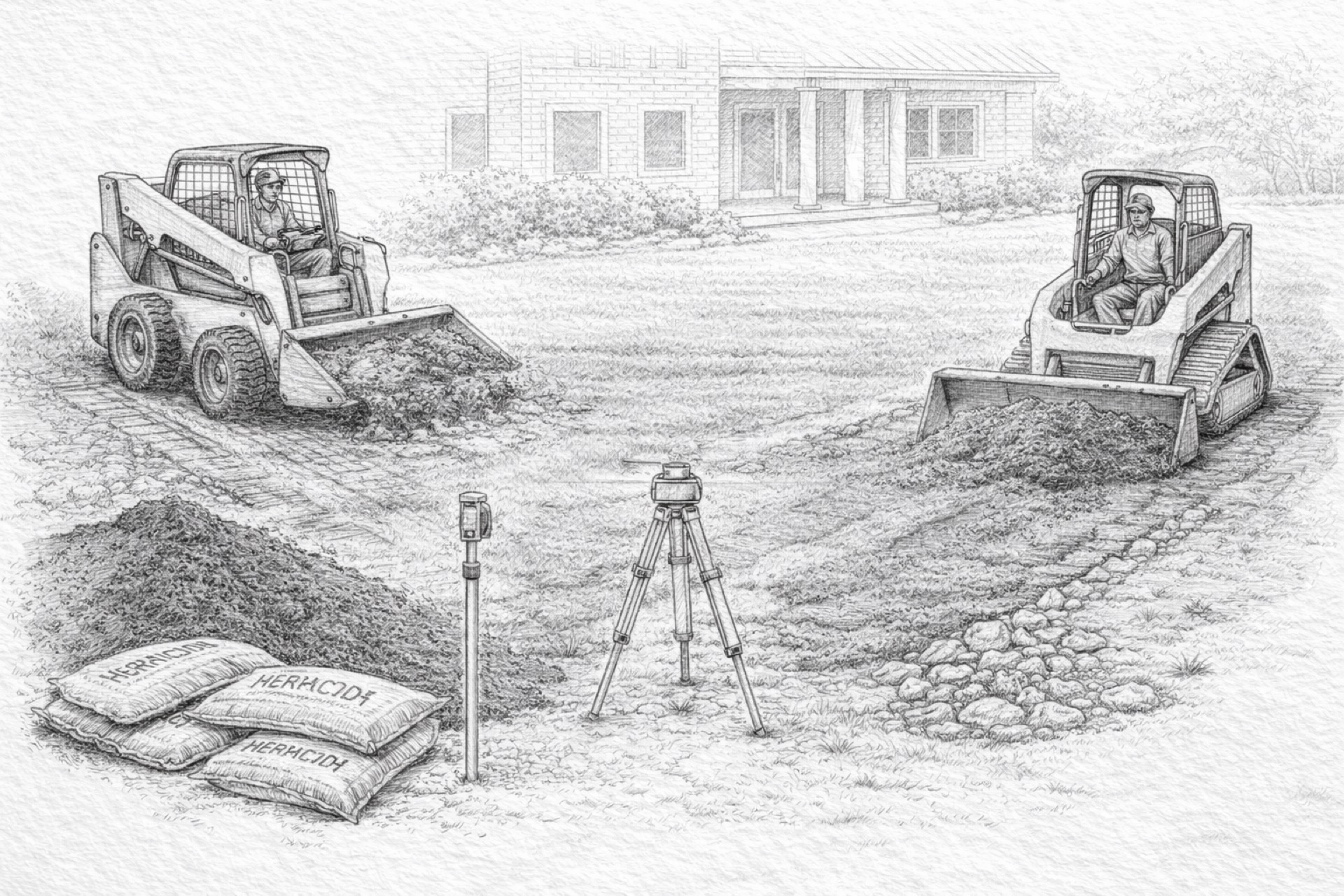 Grading work to correct slope and drainage